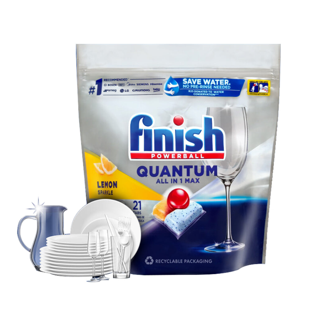 Finish Quantum Lemon Power Ball Dishwasher Cleaning Tablets 21 Pcs