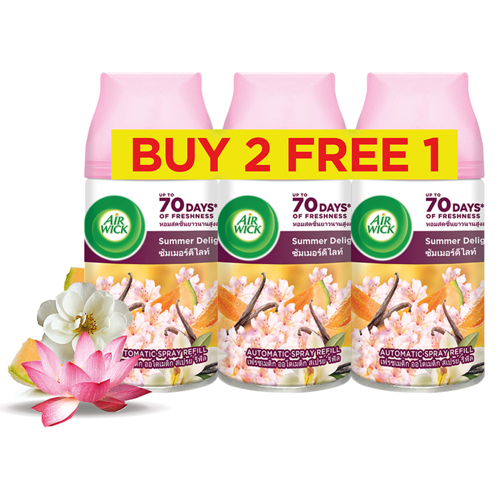 Air Wick Automatic Air Freshener Spray Refill Summer Delight 250ml X 3 [Value Pack]