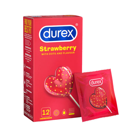 Durex Strawberry Condoms 12’s [For man] Flavoured, Regular size 52mm (Safety & Protection)