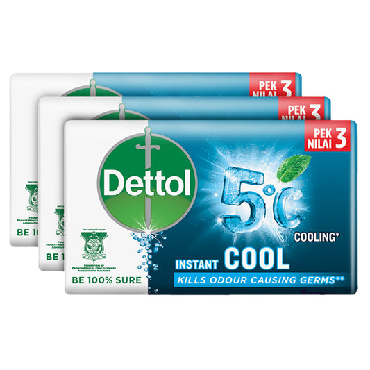 Dettol Antibacterial Body Bar Soap Cool 60g x 3