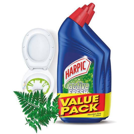 Harpic Active Fresh Disinfectant Toilet Cleaner Mountain Pine Twin Pack (500ml x 2)