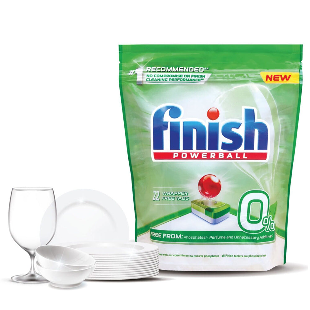 Finish 0% Percent Powerball Dishwasher Tablets 22 tablets