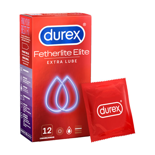 Durex Fetherlite Elite Condoms 12’s [For man] Extra Lubricant, Regular size 52mm (Safety & Protection)
