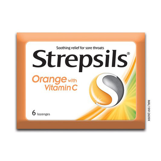 Strepsils Orange With Vitamin C 6s Throat Relief Lozenges