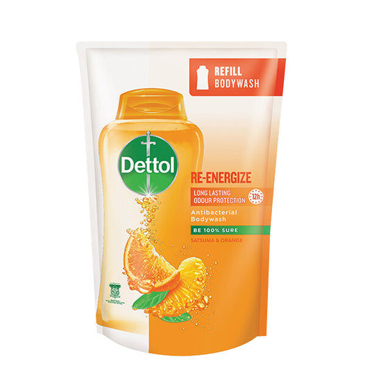 Dettol Shower Gel Antibacterial Body Wash Refill Pouch Re-Energize 450ml