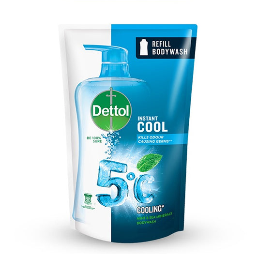 Dettol Shower Gel Antibacterial Body Wash Refill Pouch Instant Cool 850ml