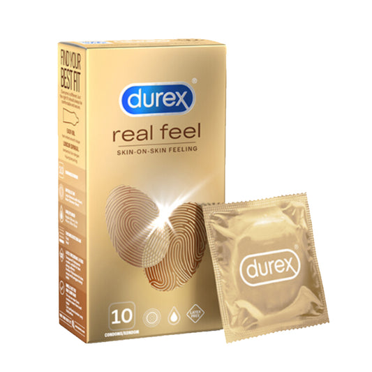 Durex Real Feel Condoms 10’s [For man] Synthetic & Latex Free, Large size 56mm (Safety & Protection)