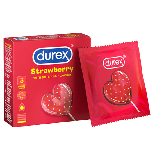 Durex Strawberry Condoms 3’s [For man] Flavoured, Regular size 52mm (Safety & Protection)