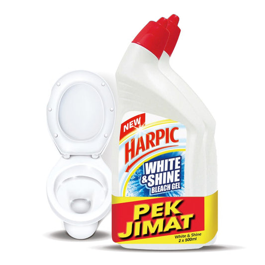 Harpic White & Shine Bleach Gel Active Cleaning Gel Twin Pack (500ml x 2)