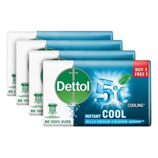 Dettol Antibacterial Body Bar Soap Cool 100G 3+1