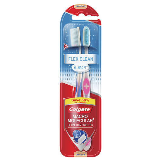 Colgate SlimSoft Flex Clean Toothbrush Valuepack 2s (Ultra Soft)