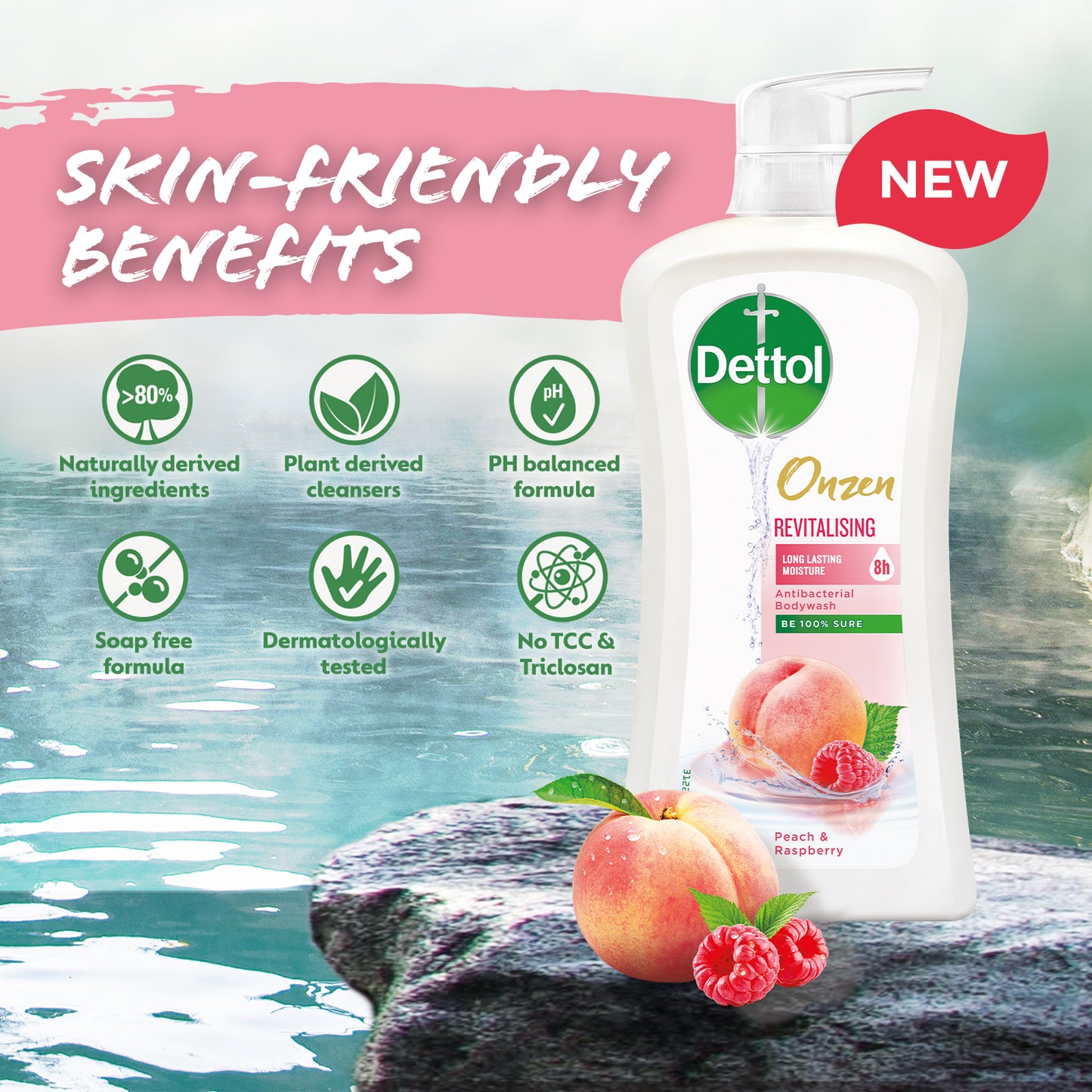 Dettol Onzen Shower Gel Antibacterial Body Wash Revitalising 950ml