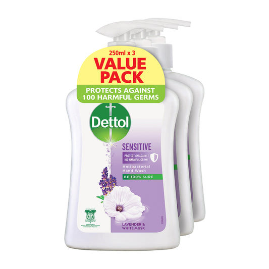 Dettol Antibacterial Hand Wash 250ml X 3 Value Pack Sensitive