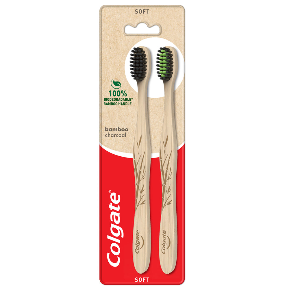 Colgate Biodegradable* Bamboo Charcoal Floss Tip Toothbrush Valuepack 2s (Soft)