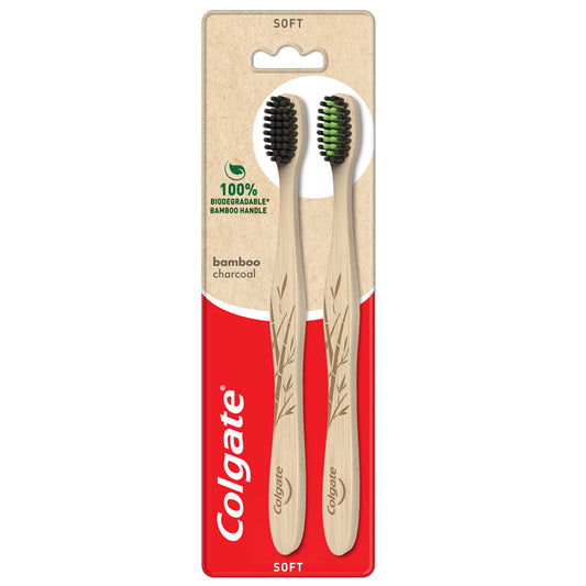 Colgate Biodegradable* Bamboo Charcoal Floss Tip Toothbrush Valuepack 2s (Soft)