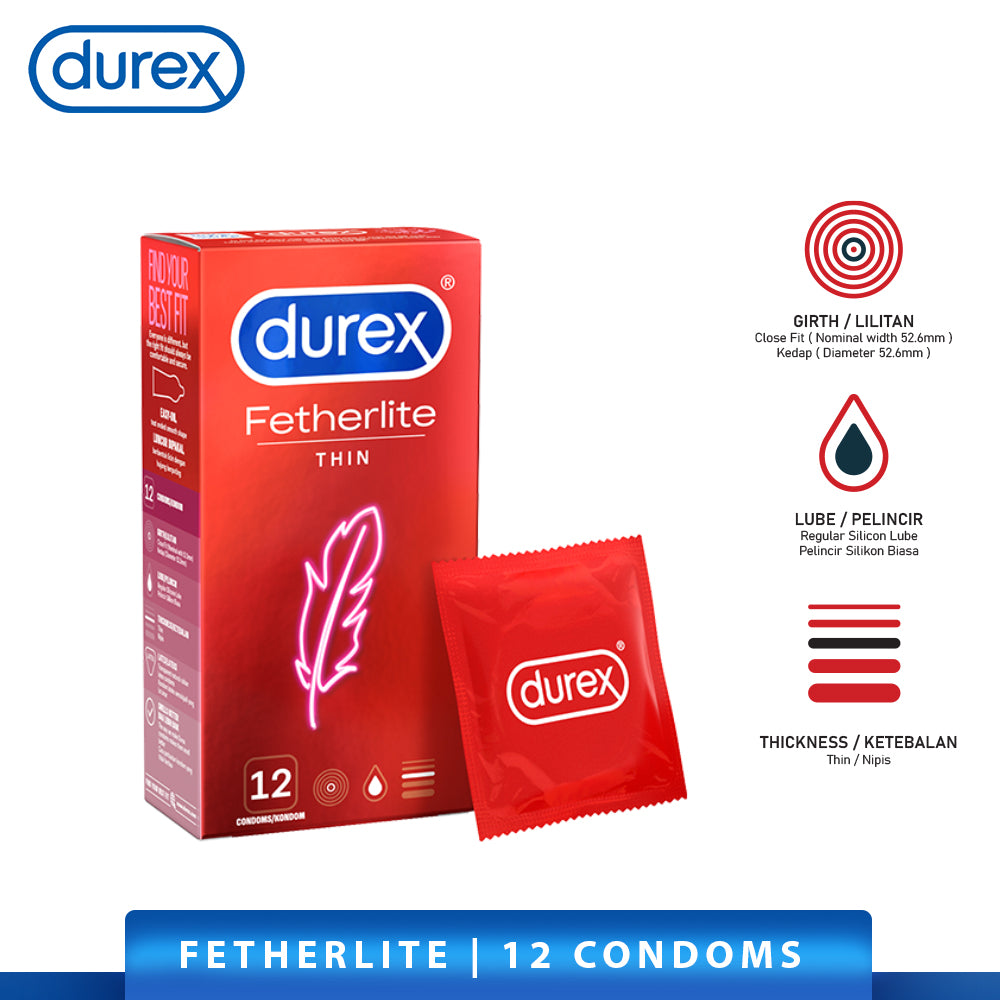 Durex Fetherlite Thin Condoms 12’s [For man] Thin, Regular size 52mm (Safety & Protection)