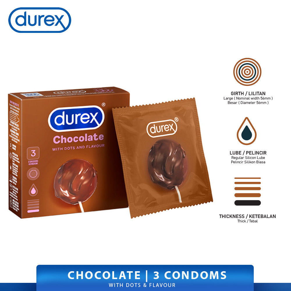 Durex Chocolate Condoms 3’s [For man] Flavoured, Regular size 52mm (Safety & Protection)