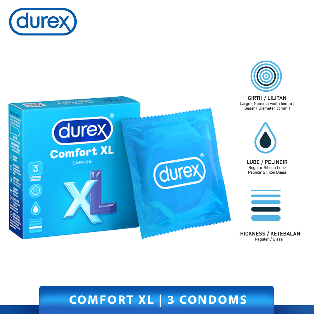 Durex Comfort XL Condoms 3’s [For man] Basic, Large size 56mm (Safety & Protection)