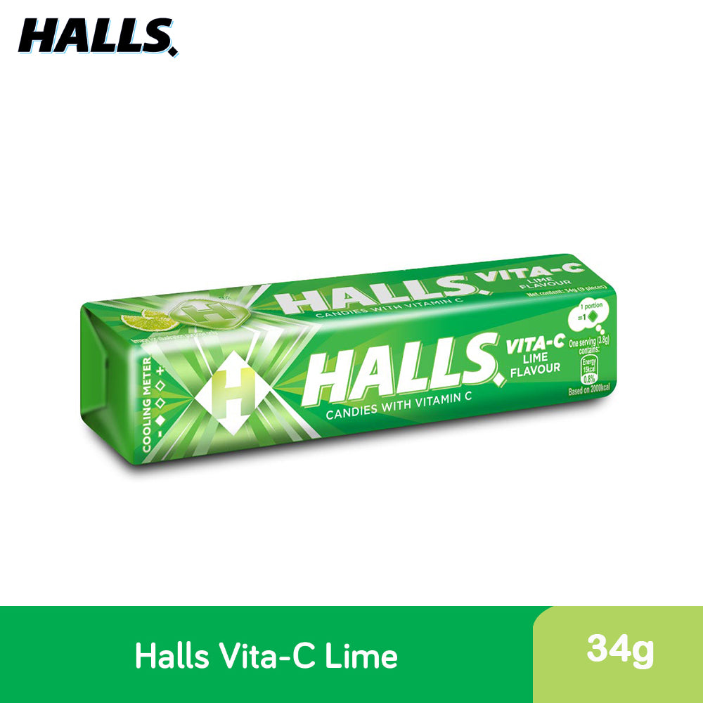 Halls Stick Vita-C Lime Flavoured Candy Vitamin C 9 Pieces (34G) – 4259830