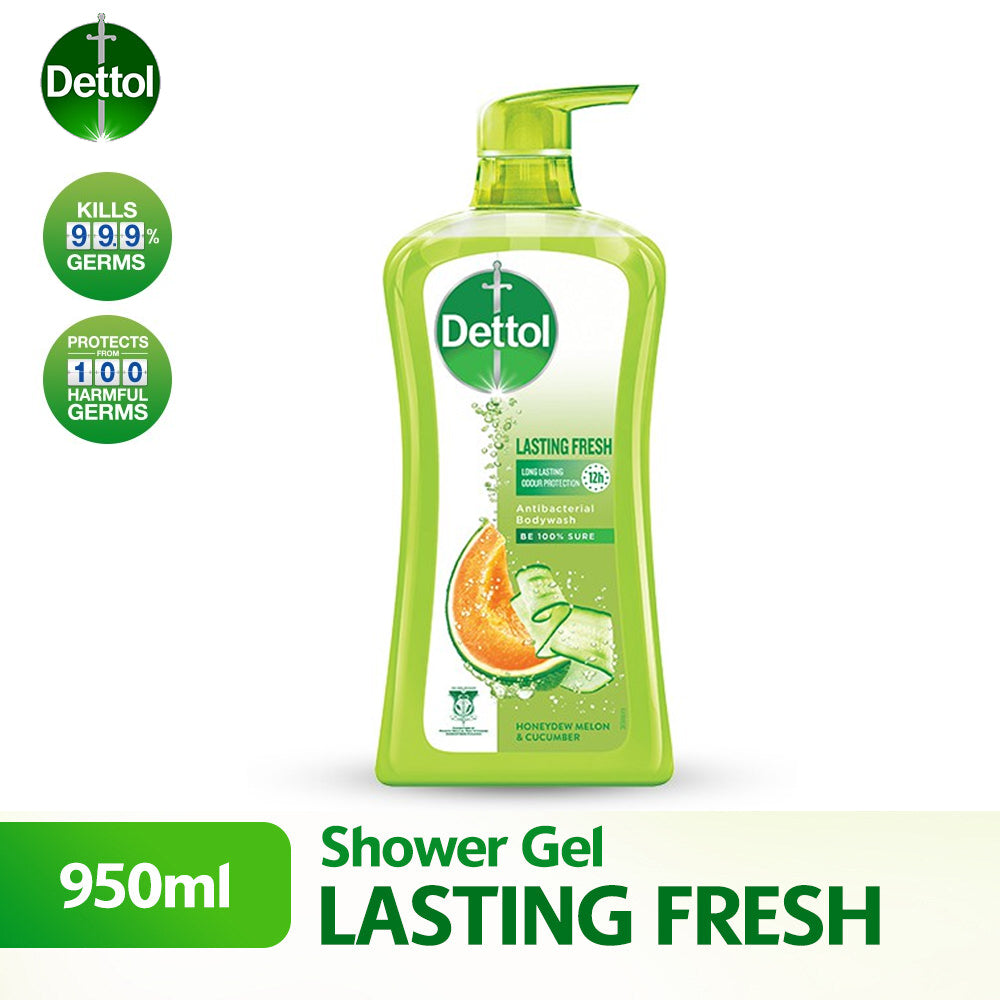 Dettol Shower Gel Antibacterial Body Wash Lasting Fresh 950ml