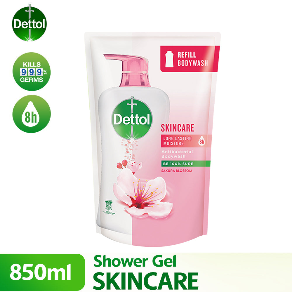 Dettol Shower Gel Antibacterial Body Wash Refill Pouch Skincare 850ml