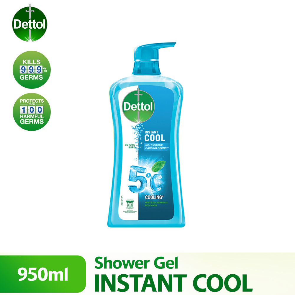 Dettol Shower Gel Antibacterial Body Wash Instant Cool 950ml