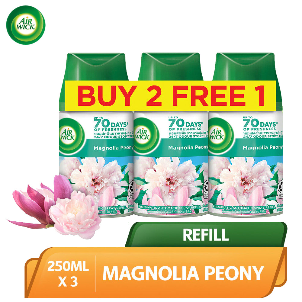 Air Wick Automatic Air Freshener Spray Refill Magnolia & Peony 250ml X 3 [Value Pack]