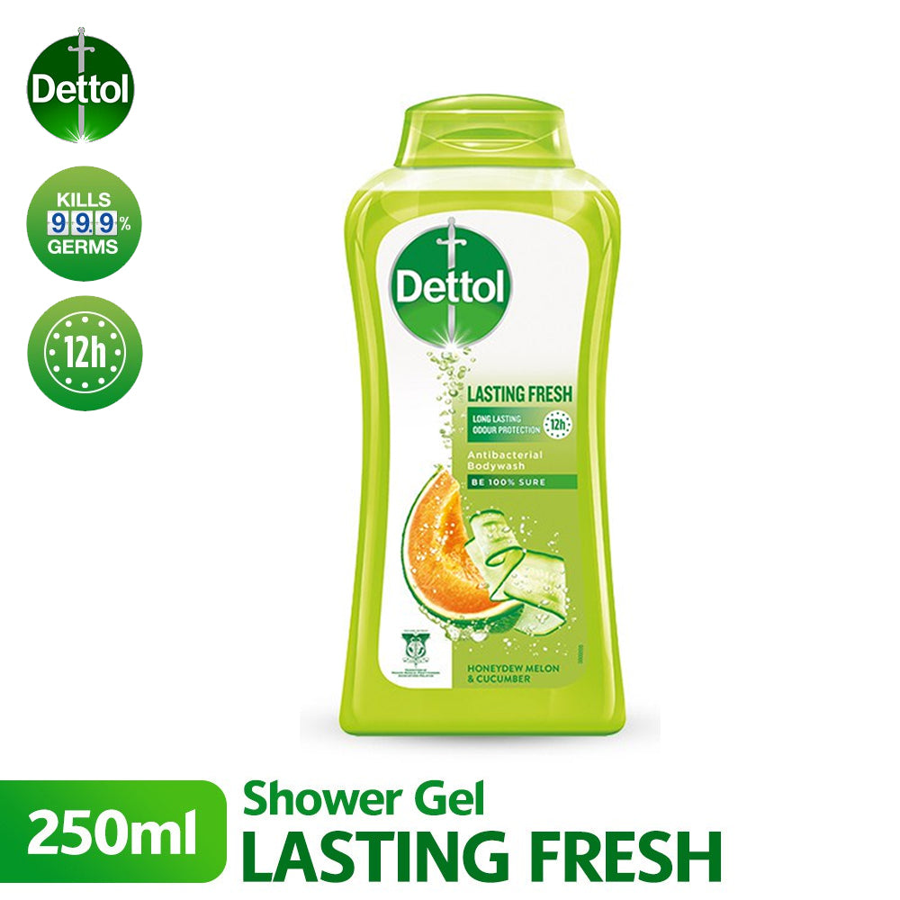 Dettol Shower Gel Antibacterial Body Wash Lasting Fresh 250ml