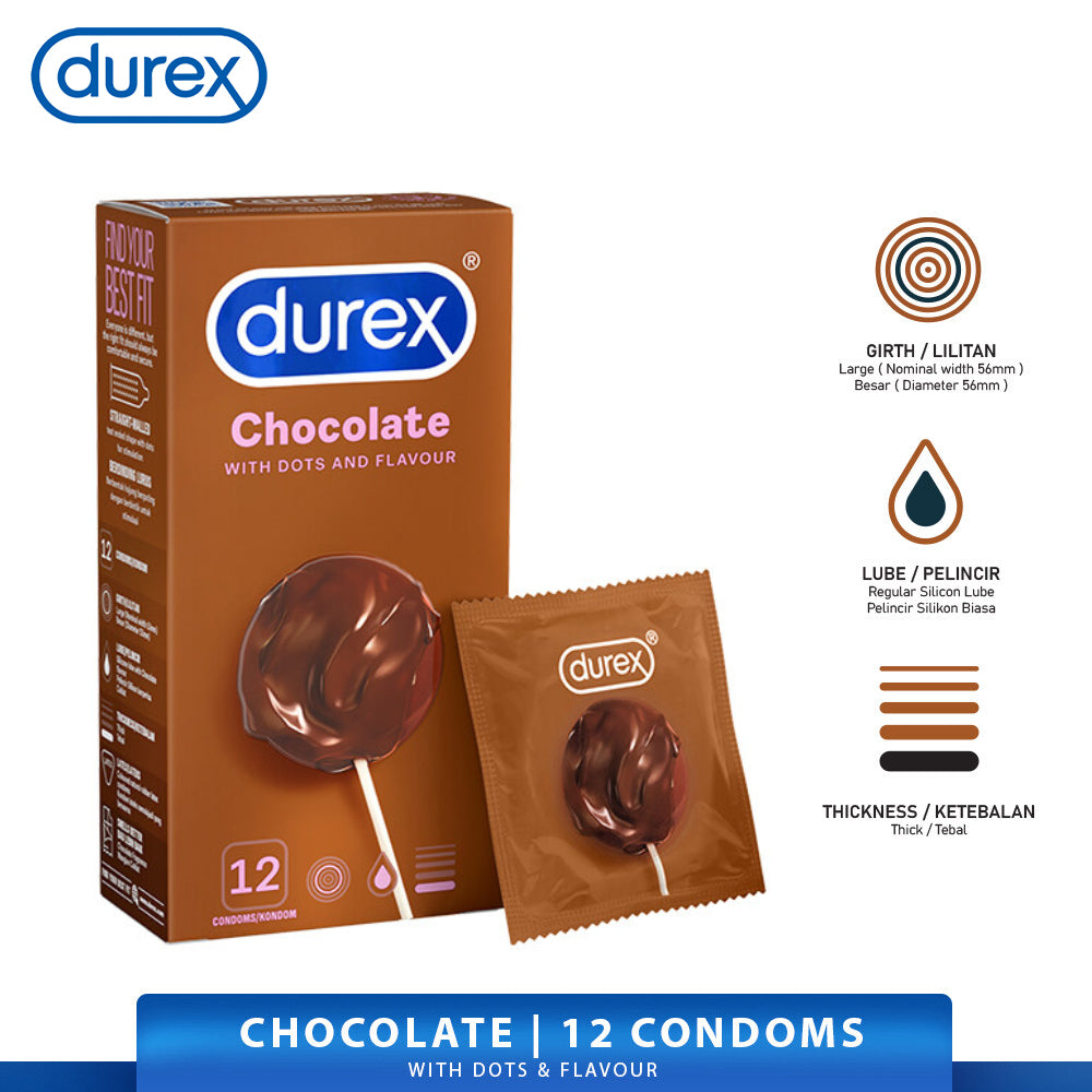 Durex Chocolate Condoms 12’s [For man] Flavoured, Regular size 52mm (Safety & Protection)