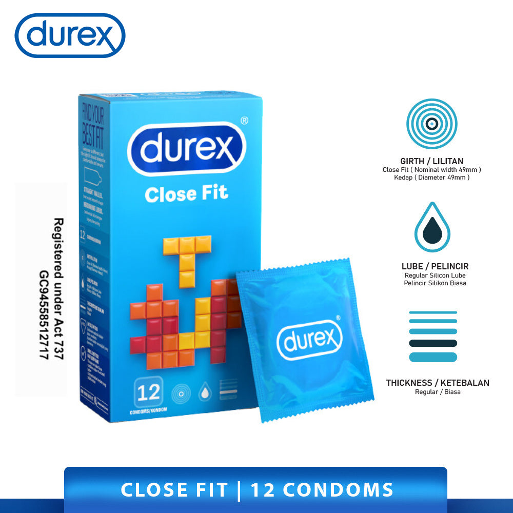 Durex Close Fit Condoms 12’s [For man] Basic, Small size 49mm (Safety & Protection)