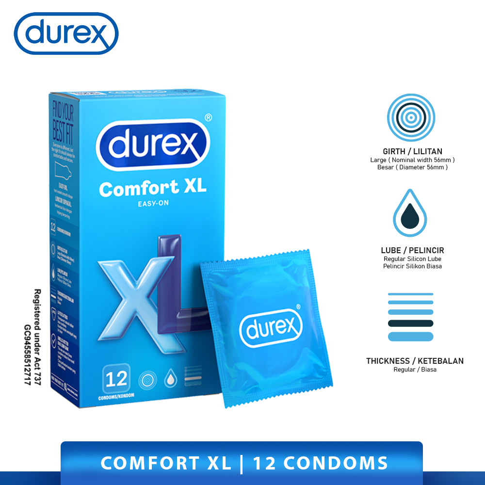 Durex Comfort XL Condoms 12’s [For man] Basic, Large size 56mm (Safety & Protection)