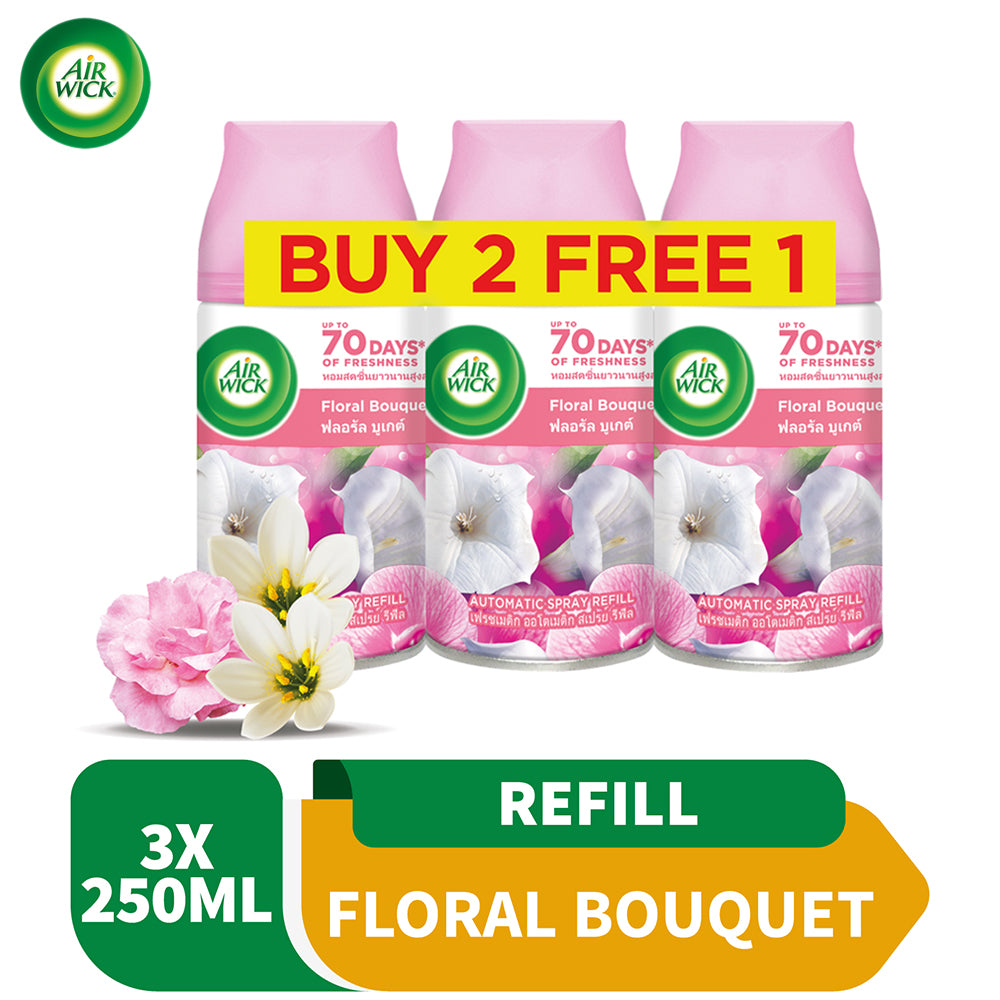 Air Wick Automatic Air Freshener Spray Refill Floral Bouquet 250ml X 3 [Value Pack]