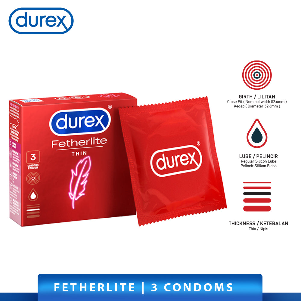 Durex Fetherlite Thin Condoms 3’s [For man] Thin, Regular size 52mm (Safety & Protection)
