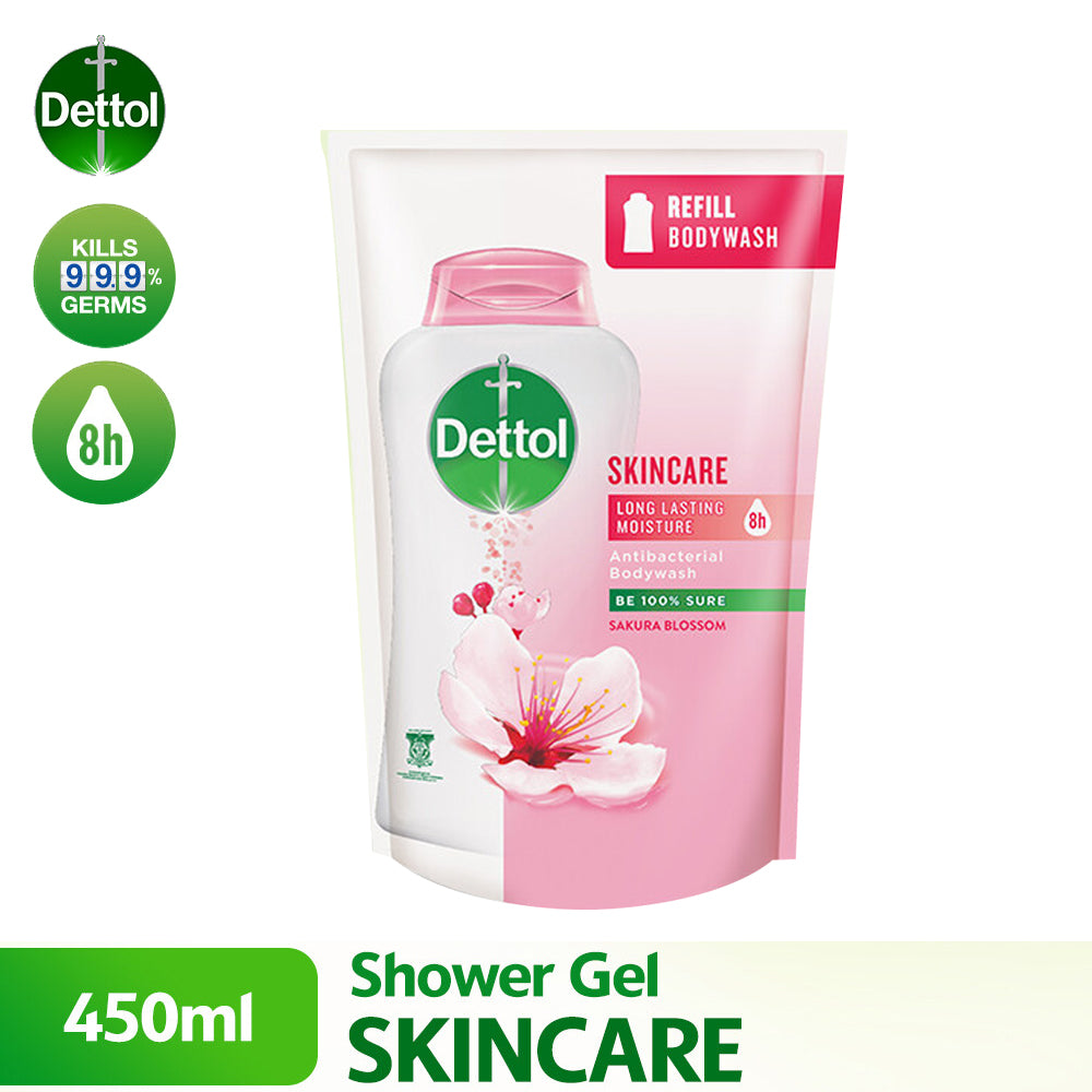 Dettol Shower Gel Antibacterial Body Wash Refill Pouch Skincare 450ml