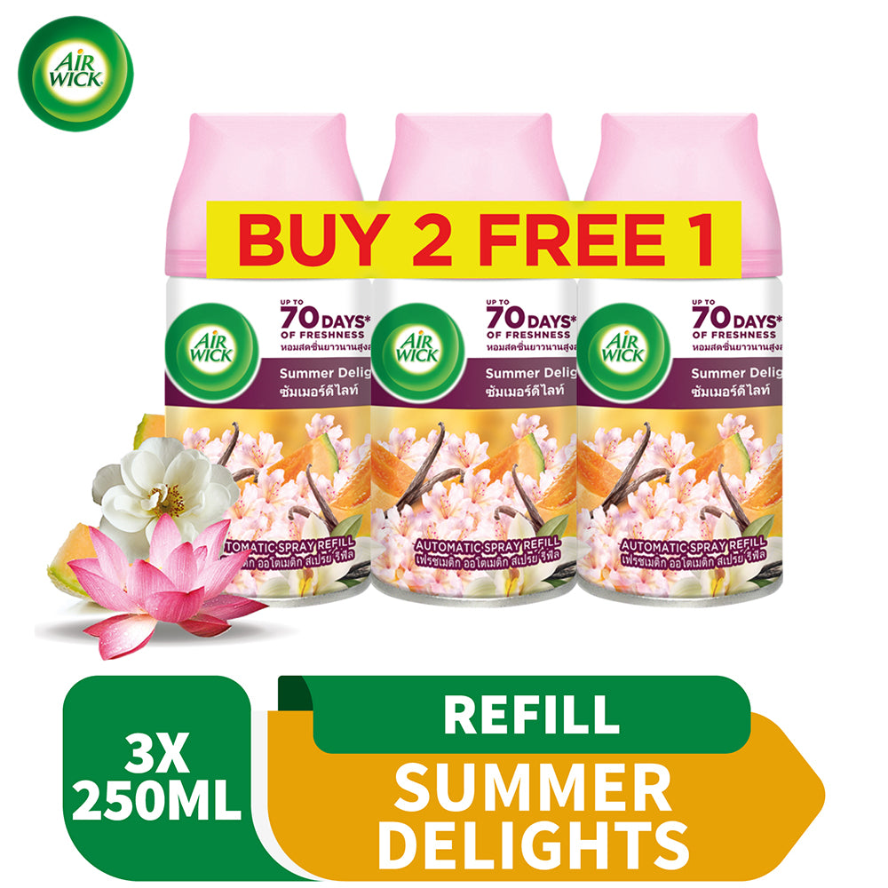 Air Wick Automatic Air Freshener Spray Refill Summer Delight 250ml X 3 [Value Pack]