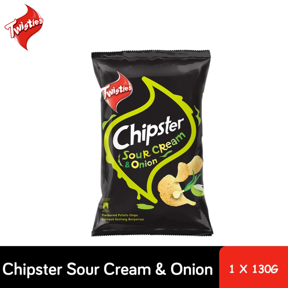 Twisties Chipster Sour Cream & Onion Flavoured Potato Chips 130G