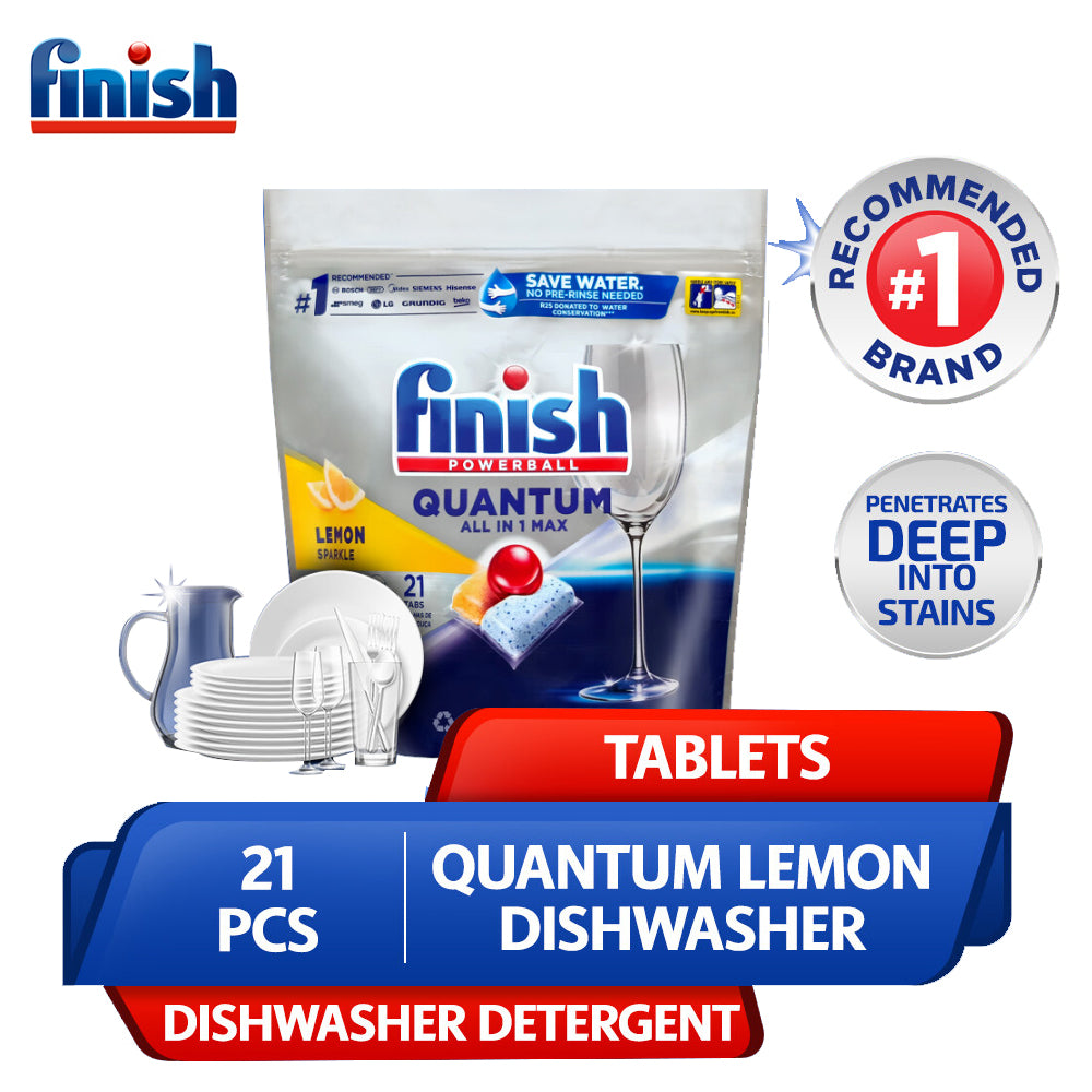 Finish Quantum Lemon Power Ball Dishwasher Cleaning Tablets 21 Pcs