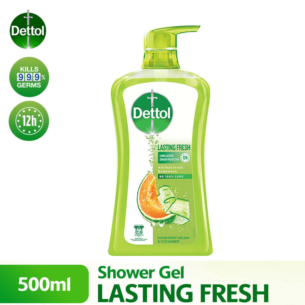 Dettol Shower Gel Antibacterial Body Wash Lasting Fresh 500ml