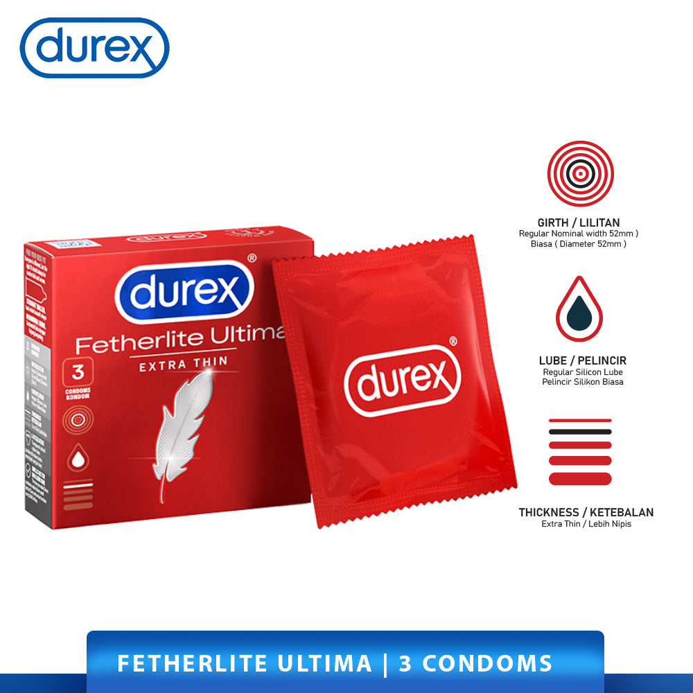 Durex Fetherlite Ultima Condoms 3’s [For man] Ultra Thin, Regular size 52mm (Safety & Protection)