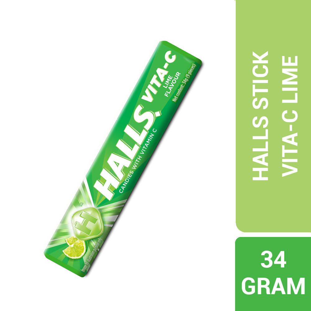 Halls Stick Vita-C Lime Flavoured Candy Vitamin C 9 Pieces (34G) – 4259830