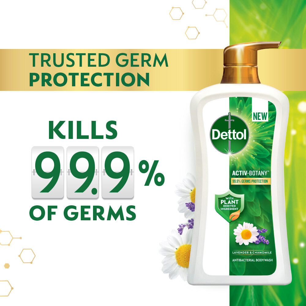 Dettol Activ Botany Shower Gel Antibacterial Body Wash Shower Gel Lavender & Chamomile 850ml