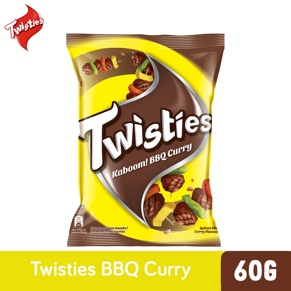 Twisties Kaboom! Flavoured Corn Snacks Spiced BBQ Curry Flavour 60g – 4258788