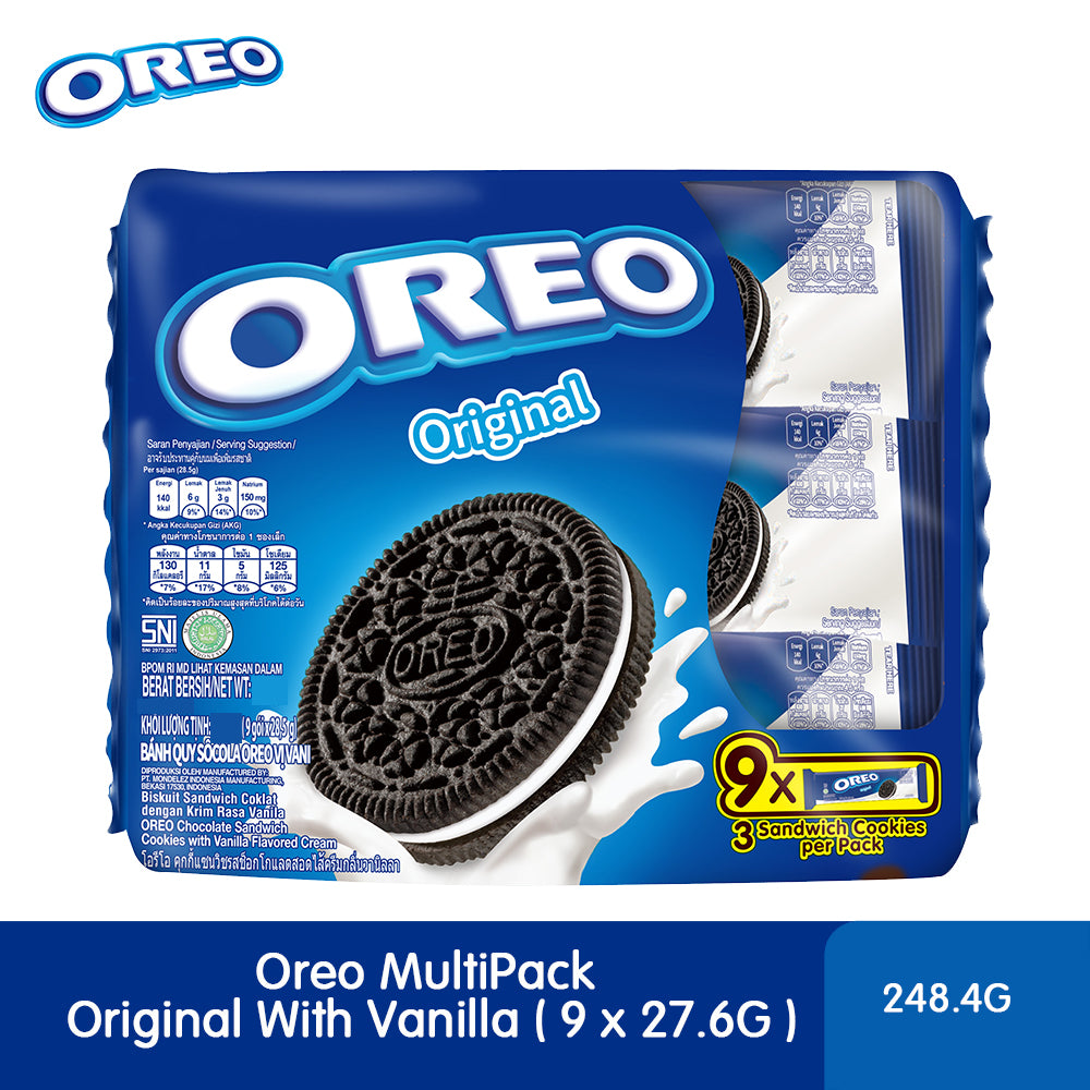 Oreo Original Chocolate Sandwich Cookies with Vanilla Flavored Cream Multi Pack 248.4g (9 x 27.6G) – 4301049