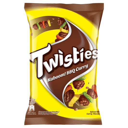 Twisties Kaboom! Flavoured Corn Snacks Spiced BBQ Curry Flavour 140g