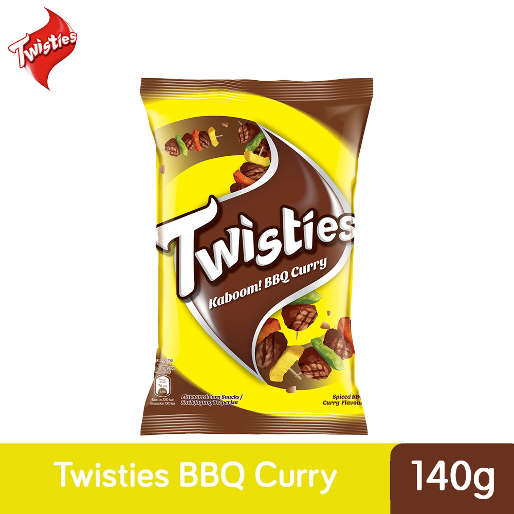 Twisties Kaboom! Flavoured Corn Snacks Spiced BBQ Curry Flavour 140g