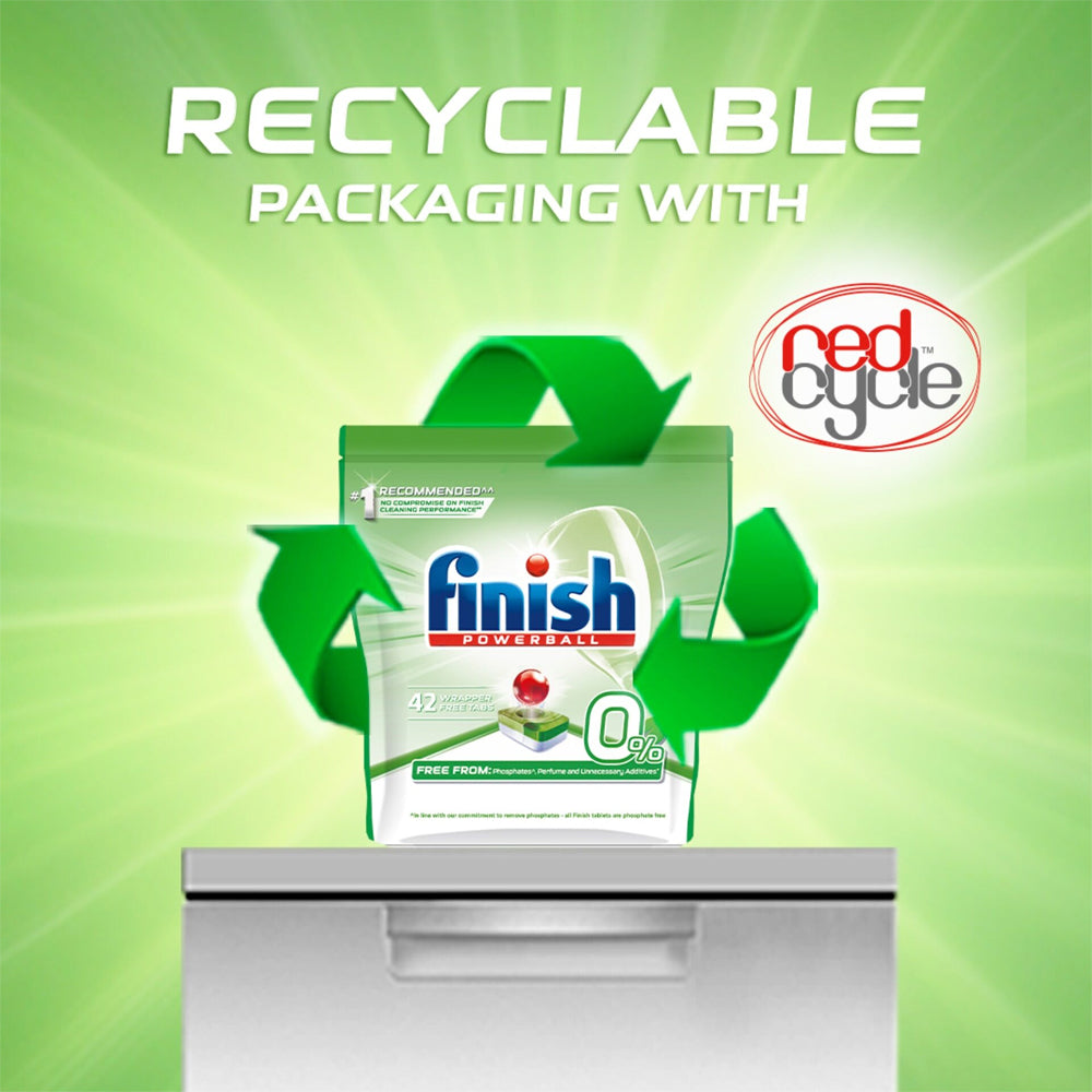 Finish 0% Percent Powerball Dishwasher Tablets 22 tablets