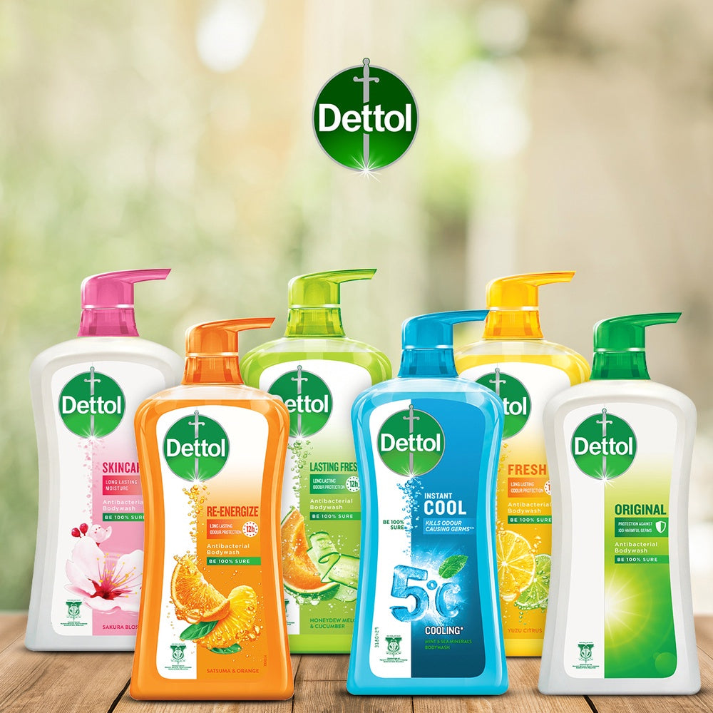 Dettol Shower Gel Antibacterial Body Wash Refill Pouch Instant Cool 850ml