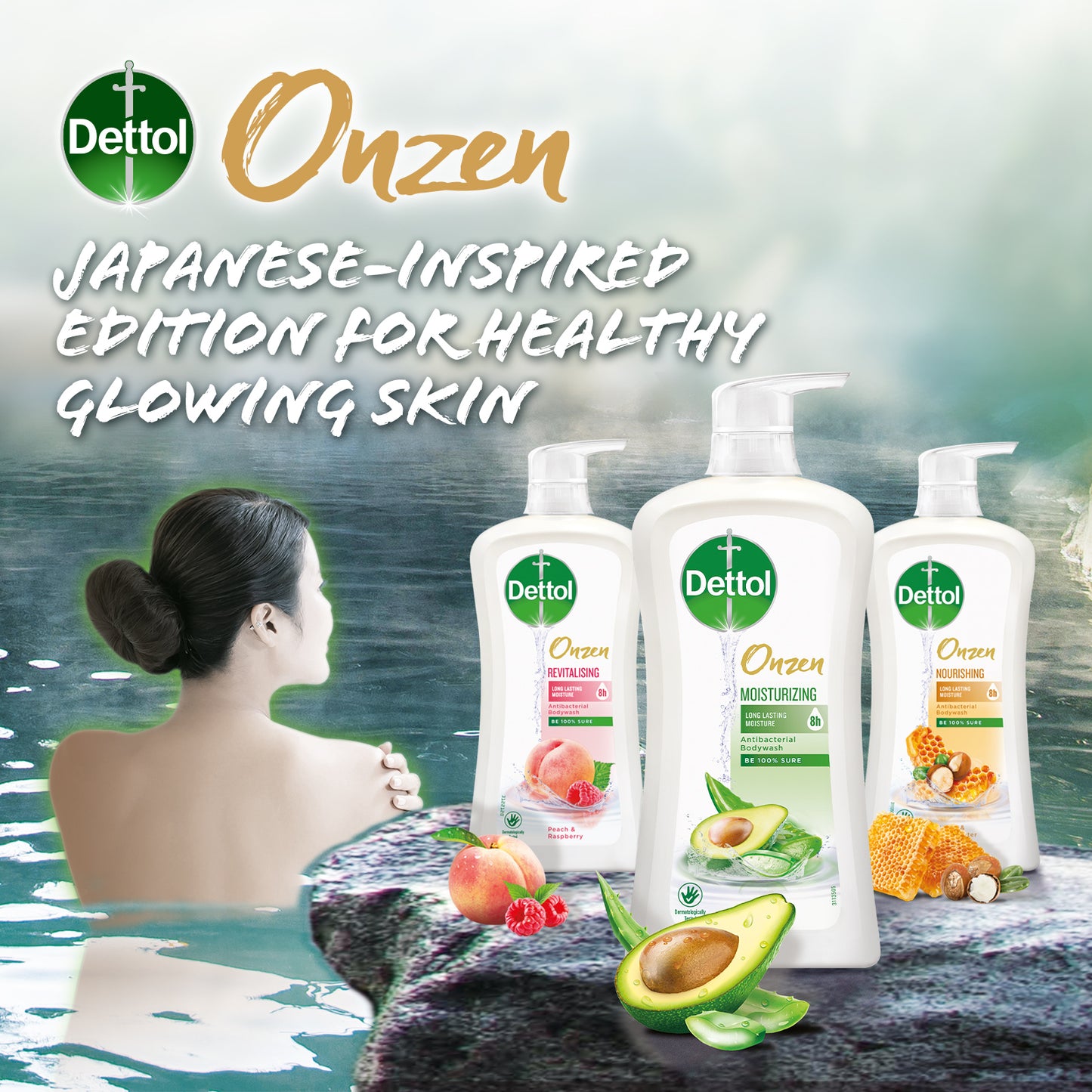 Dettol Onzen Shower Gel Antibacterial Body Wash Moisturizing 950ml