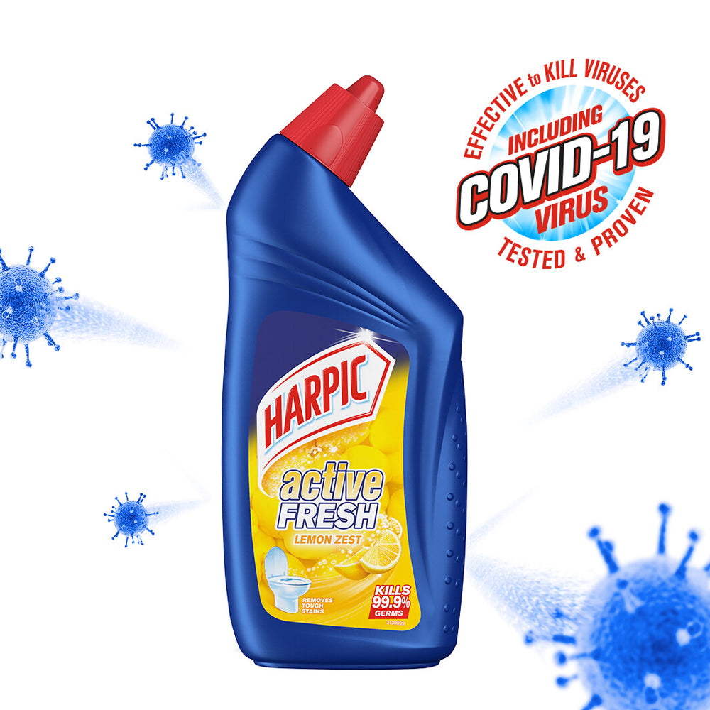 Harpic Active Fresh Disinfectant Toilet Cleaner Lemon Zest Twin Pack (500ml x 2)