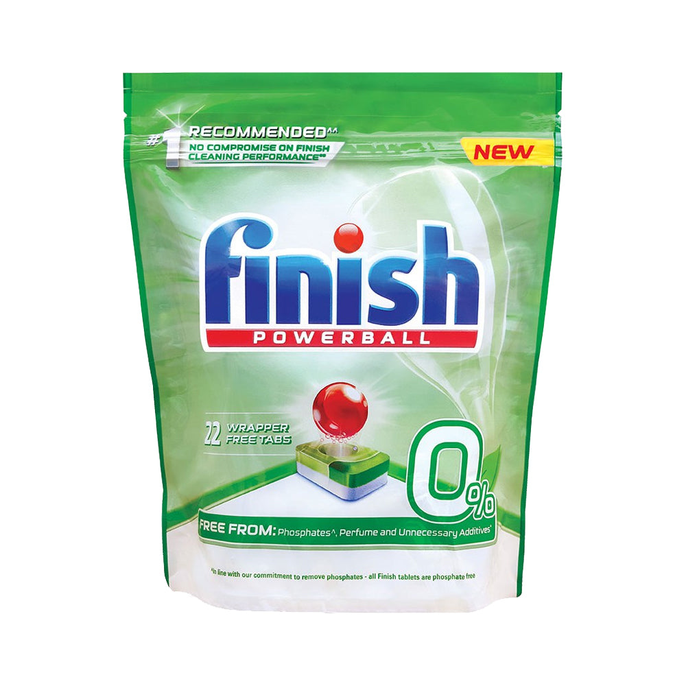 Finish 0% Percent Powerball Dishwasher Tablets 22 tablets